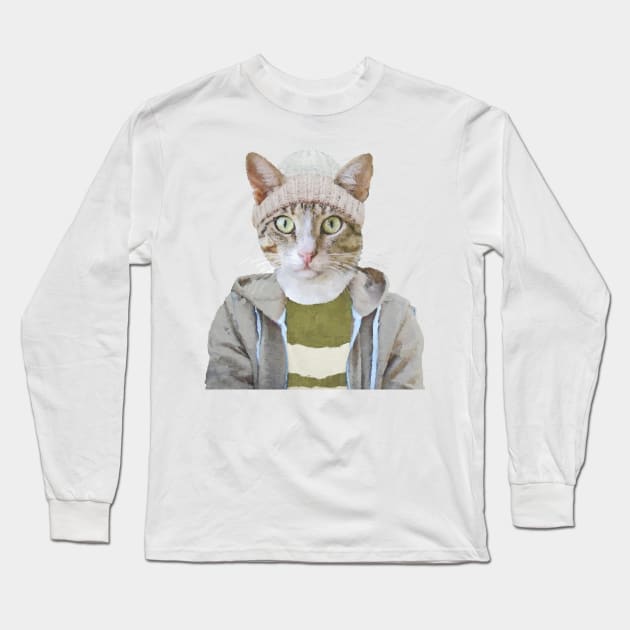 Hip Hop Cat Long Sleeve T-Shirt by DarkMaskedCats